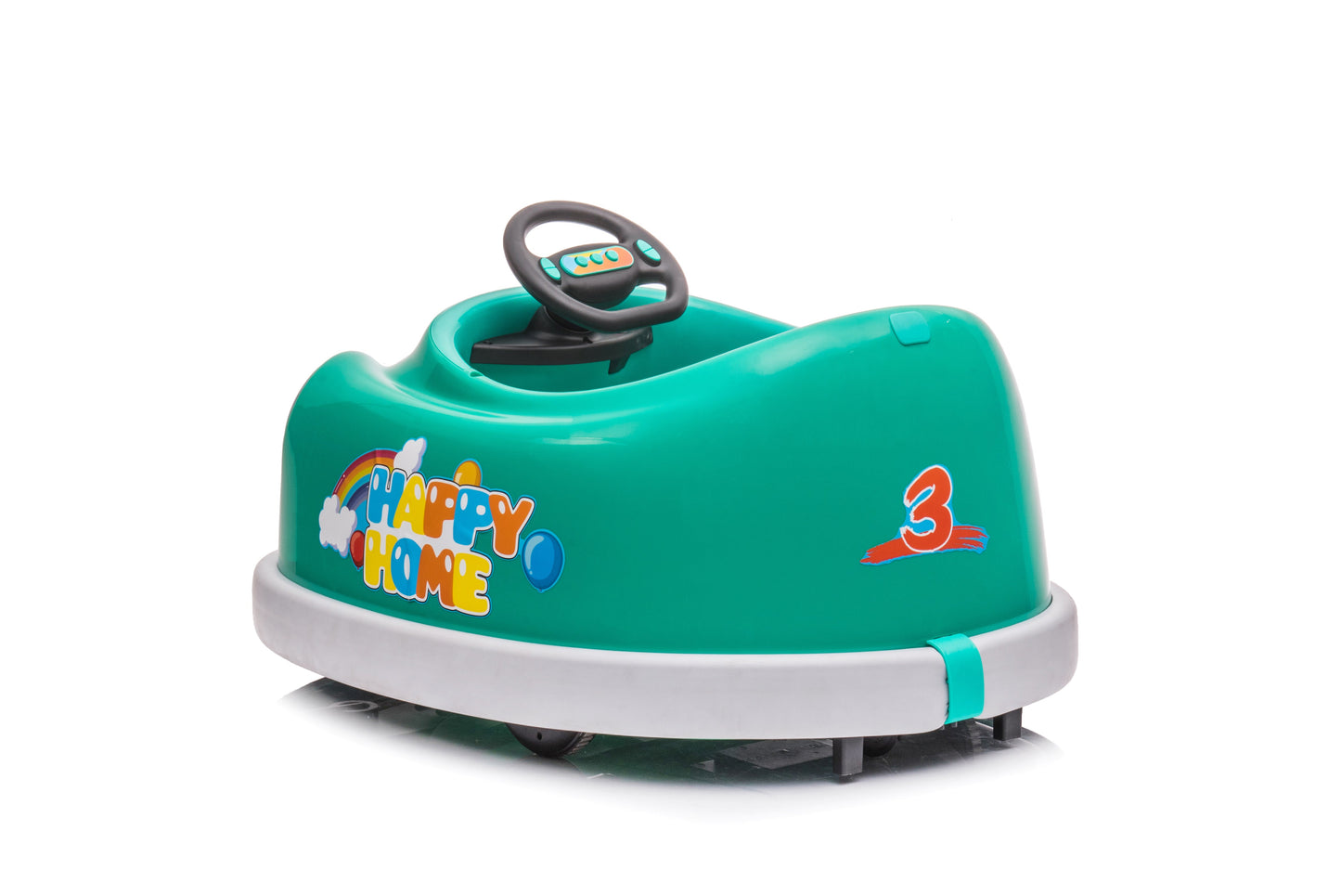 Bumper Car for Kids, 12v Dual Drive 1-6 Years Old Children's Electric Car with Pushrod Dinner Plate  Music Rocking Horse - Korvel