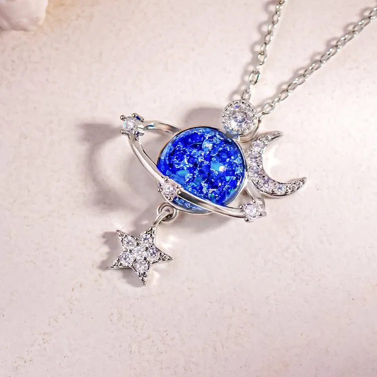 Starry Sky Global Moon Star Set Zircon Necklace Women's Fashion Clavicle Chain - Korvel
