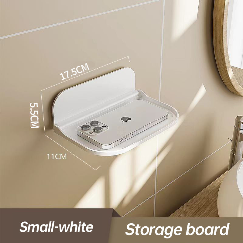 New Foldable Punch - Free Wall - mounted Plastic Floating Shelf for Bathroom and Toilet, Ideal for Towel and Clothes Storage - Korvel