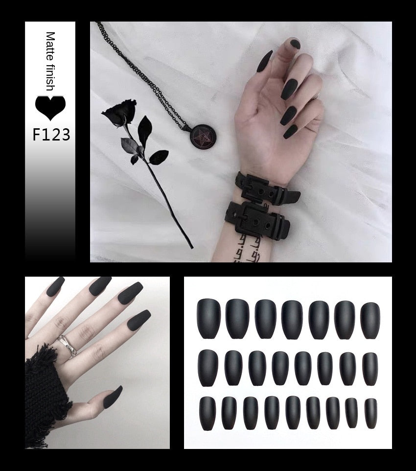 Premium Stiletto Press-On Nails with Glue - 24 Pieces