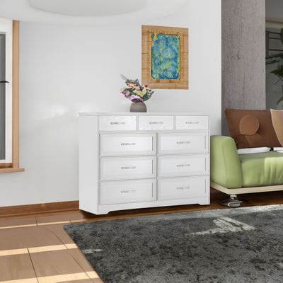 Elegant 9-Drawer Dresser with Antique Handles
