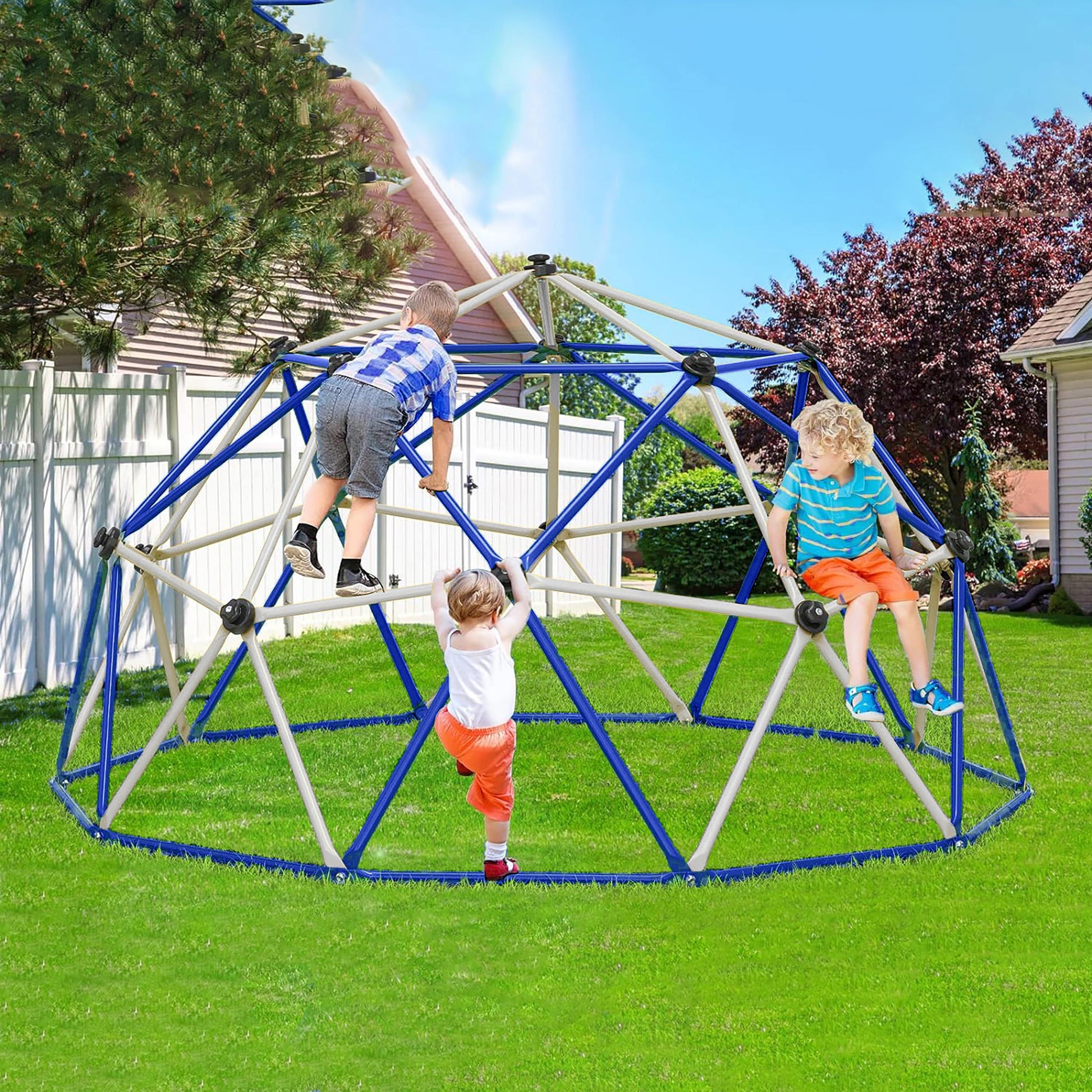 10FT Climbing Dome for Kids Jungle Gym Apply To Park Dome Climber With Hammock Playground Equipment - Korvel