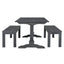 TREXM 3-piece retro cutlery set, rectangular stand table, and 2 wooden stools for 4 people (gray) - Korvel
