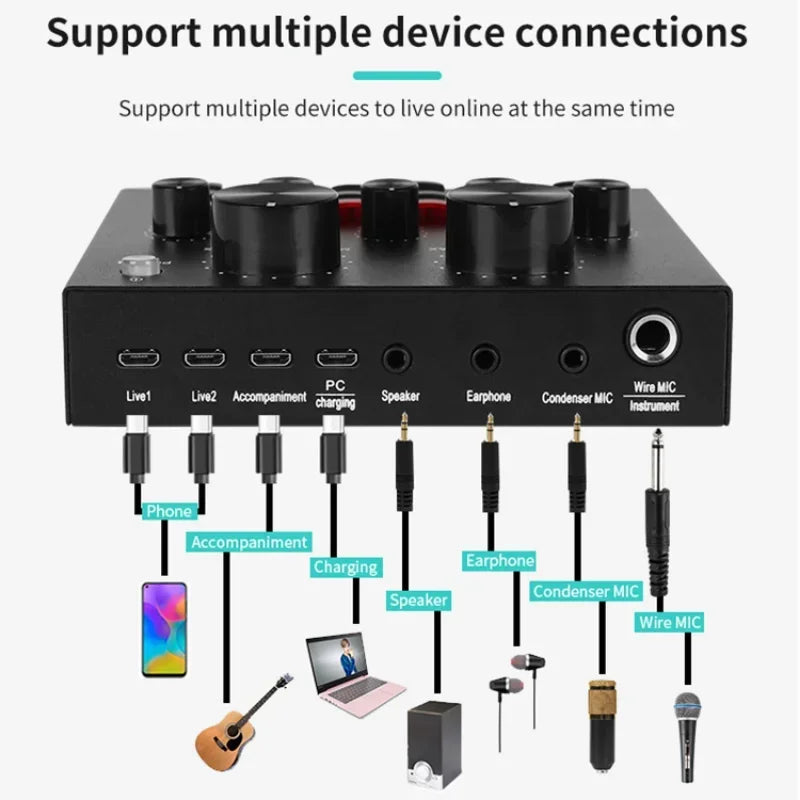 V8 Professional Sound Card and Podcast Equipment Bundle