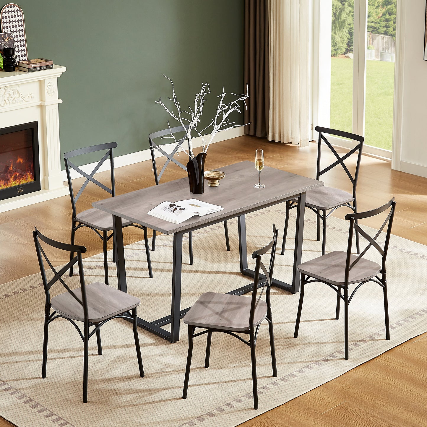 7 Pieces Dining Set 7-Piece Kitchen Table Set Perfect for Kitchen Breakfast Nook - Korvel