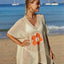 Openwork Flower V-Neck Short Sleeve Cover Up