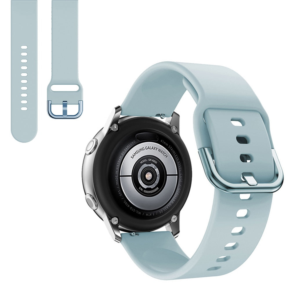 Suitable for Samsung Galaxy Watch Active2 Solid Color Silicone Strap 20/22mm Universal Strap - Korvel