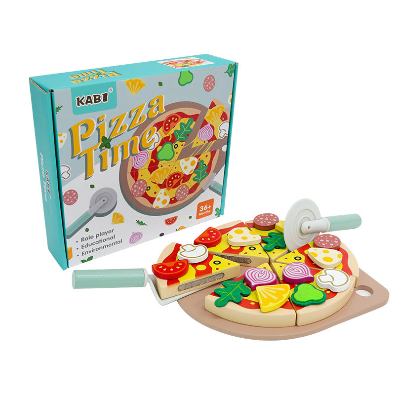 Children's early education puzzle play house simulation pizza fruits and vegetables joyful role-playing kitchen wooden toys - Korvel