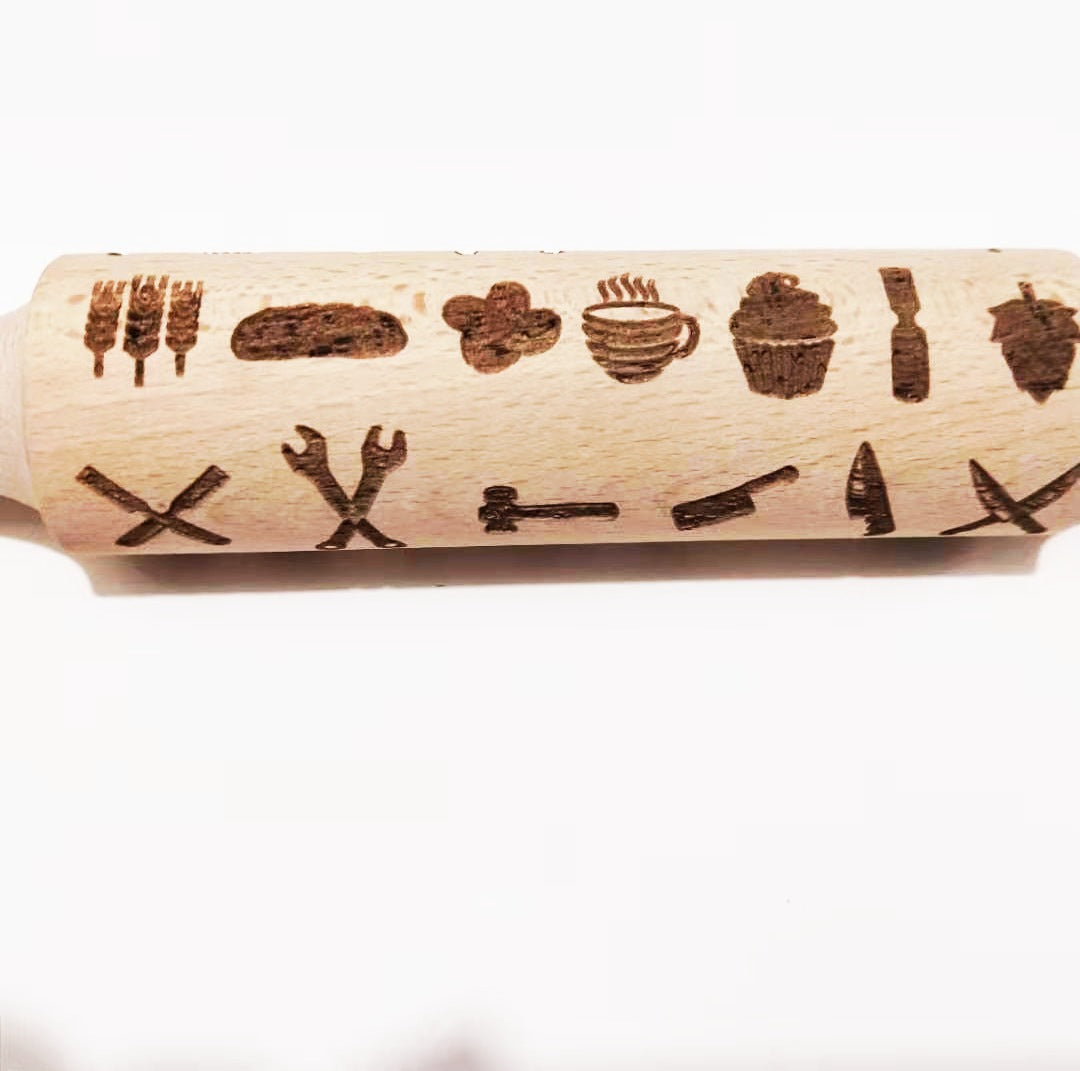 Wooden Rolling Pin Beechwood Laser Engraved Printed Rolling Pin Embossing Rolling Pin Christmas Flip Sugar Cookie Rolling Pin - Korvel