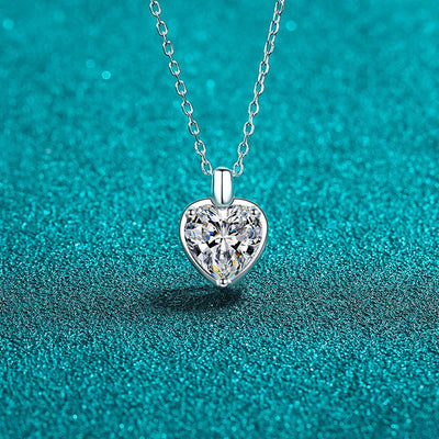 2 Carat Moissanite 925 Sterling Silver Heart Shape Necklace - Korvel