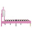 Twin Size Upholstered Bed Frame with LED Lights - Pink & White
