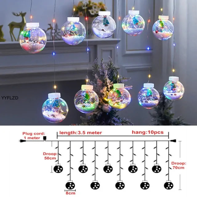 Santa Claus Curtain String Lights