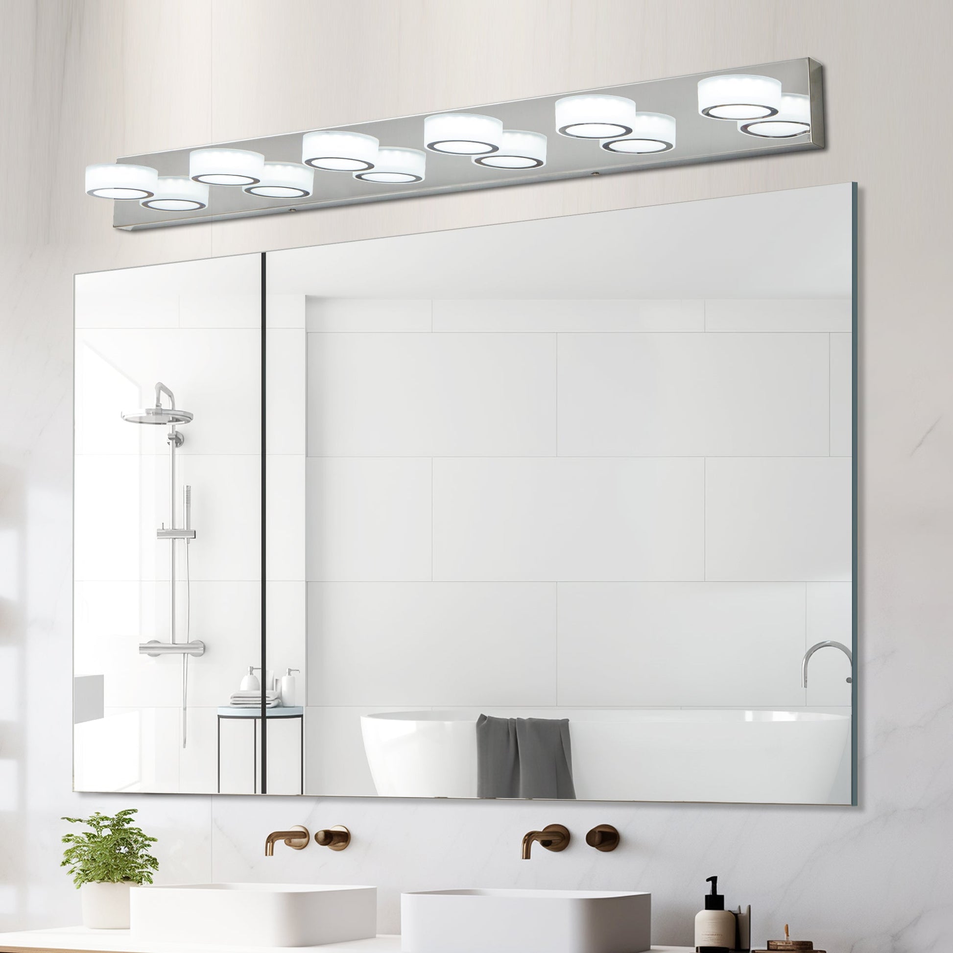 LED Modern Chrome 6-Light Vanity Lights Fixtures Over Mirror Bath Wall Lighting - Korvel