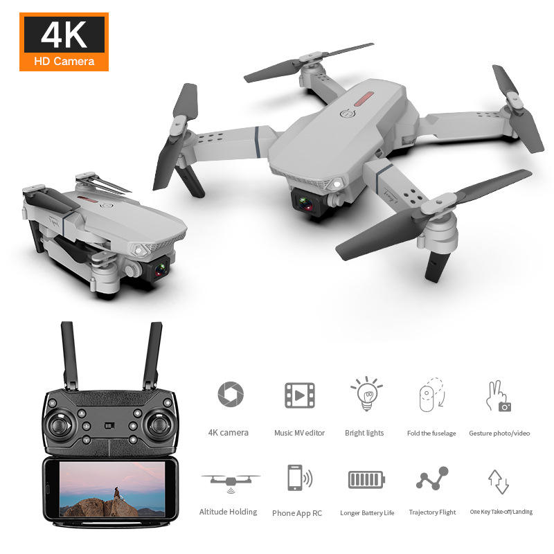 E88 Drone HD Camera Quadcopter Long Range Air Pressure Fixed Height Children's Remote Control Aircraft Drone - Korvel
