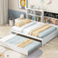 Full Size Daybed with Storage Shelves, Blackboard, Cork board, USB Ports and Twin Size Trundle  White - Korvel