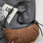 PU Leather Strap Suede Shoulder Bag - Korvel