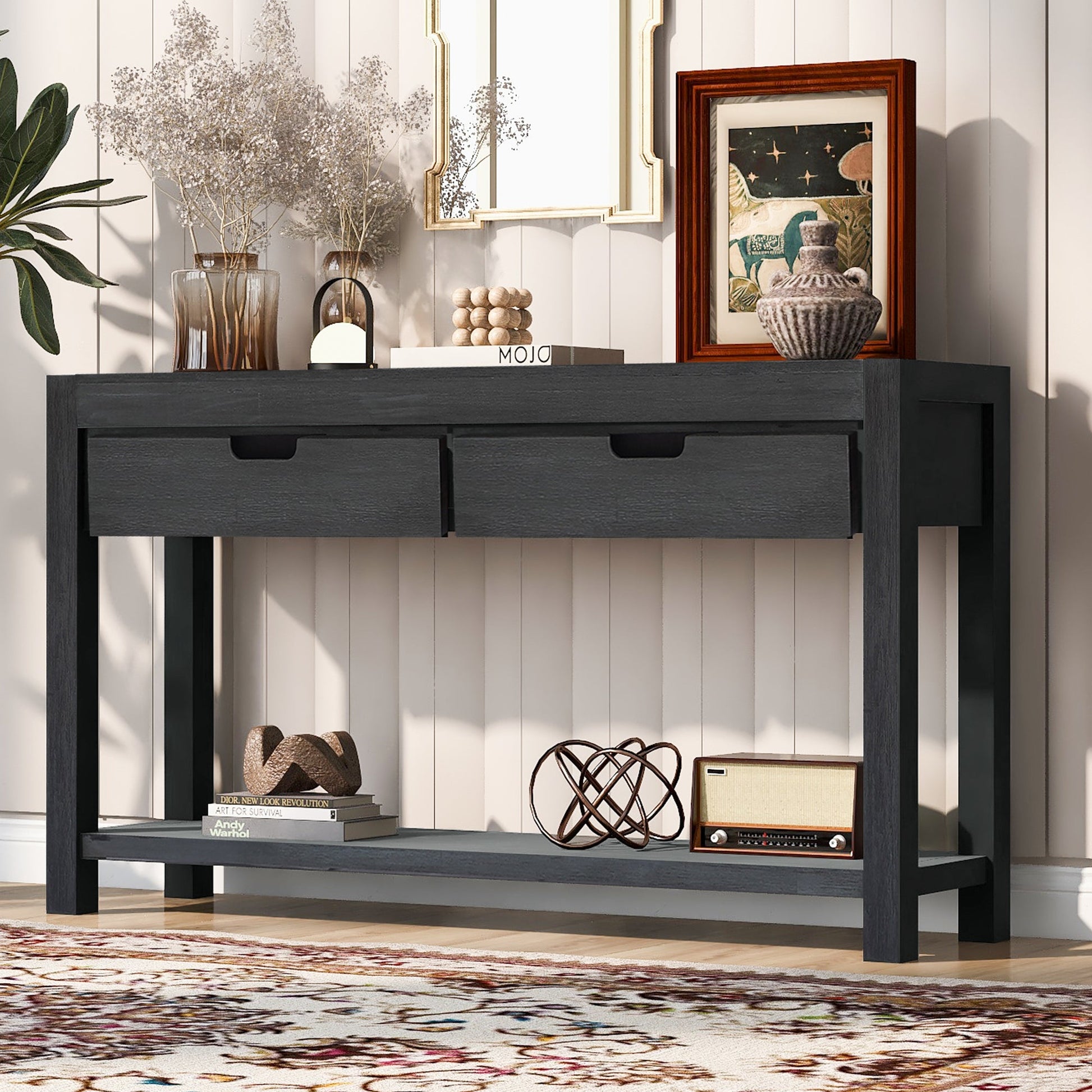 U_STYLE Console Table Entryway Table for Hallway Living Room with 2 Drawers and 1 Shelf - Korvel