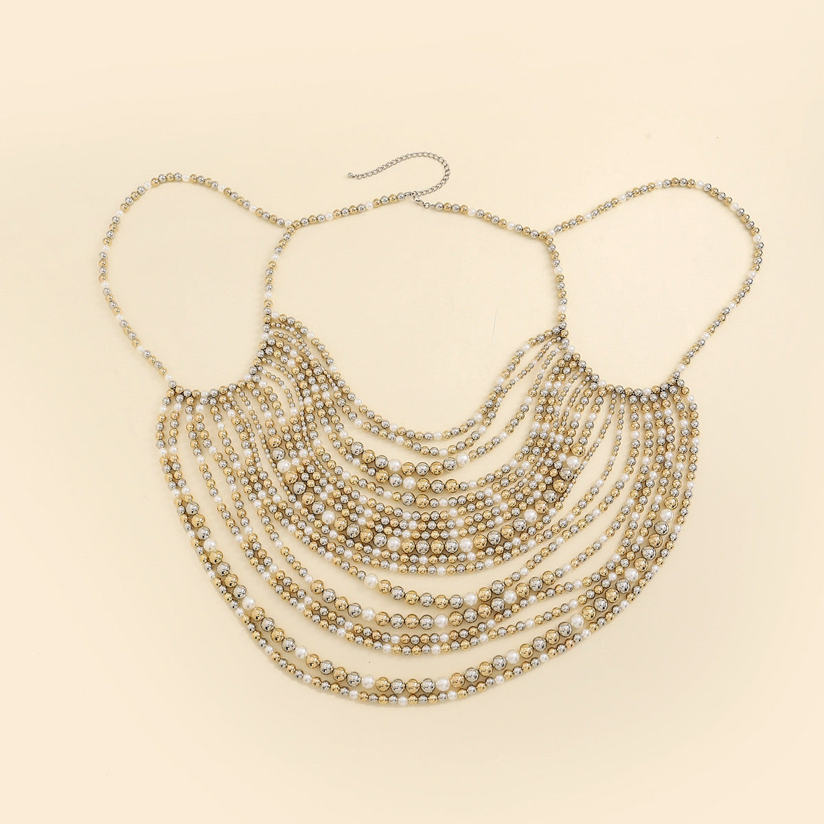 Multi Layer Imitation Pearl Black Chain Body Chain