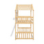 Twin over Twin House Bunk Bed with Roof , Window, Window Box, Door , with Safety Guardrails and Ladder, Natural/White - Korvel