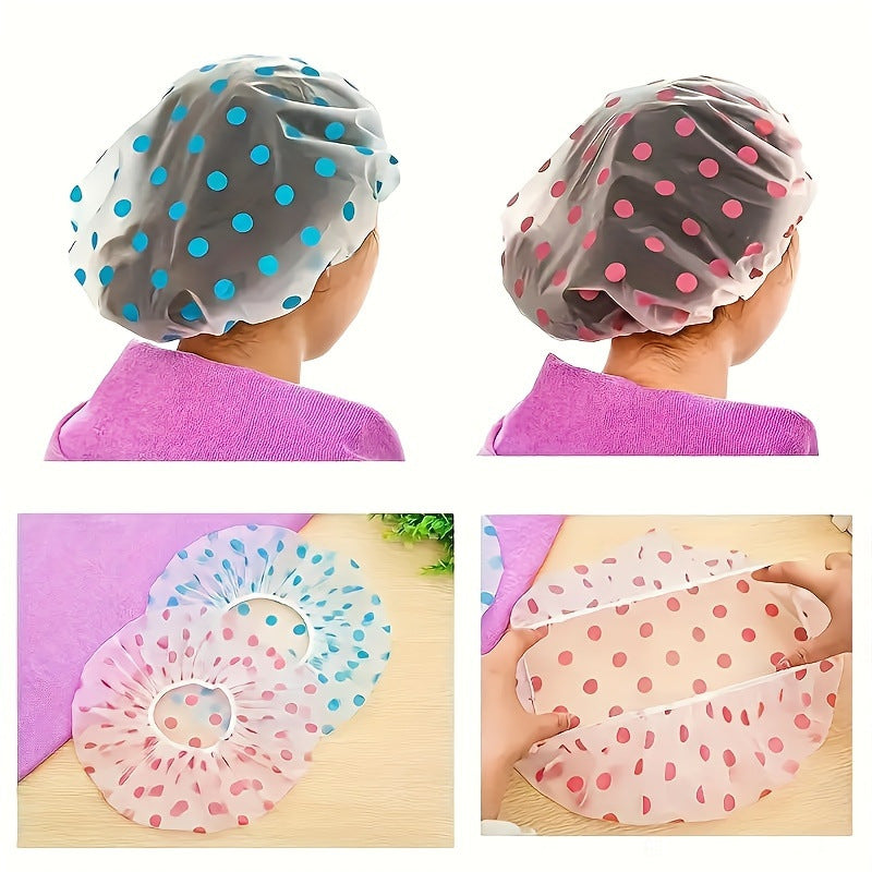 Premium Waterproof Polka Dot Shower Cap