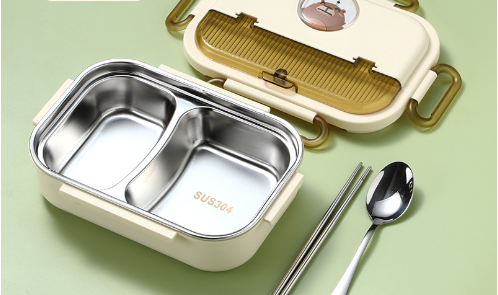 Boîte à lunch compartimentée en acier inoxydable micro-ondable premium