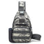 Tactical crossbody sling backpack. Has water bottle holder, MOLLE system, USB charging port. Ideal for travel and walks. Cp Camo - Korvel