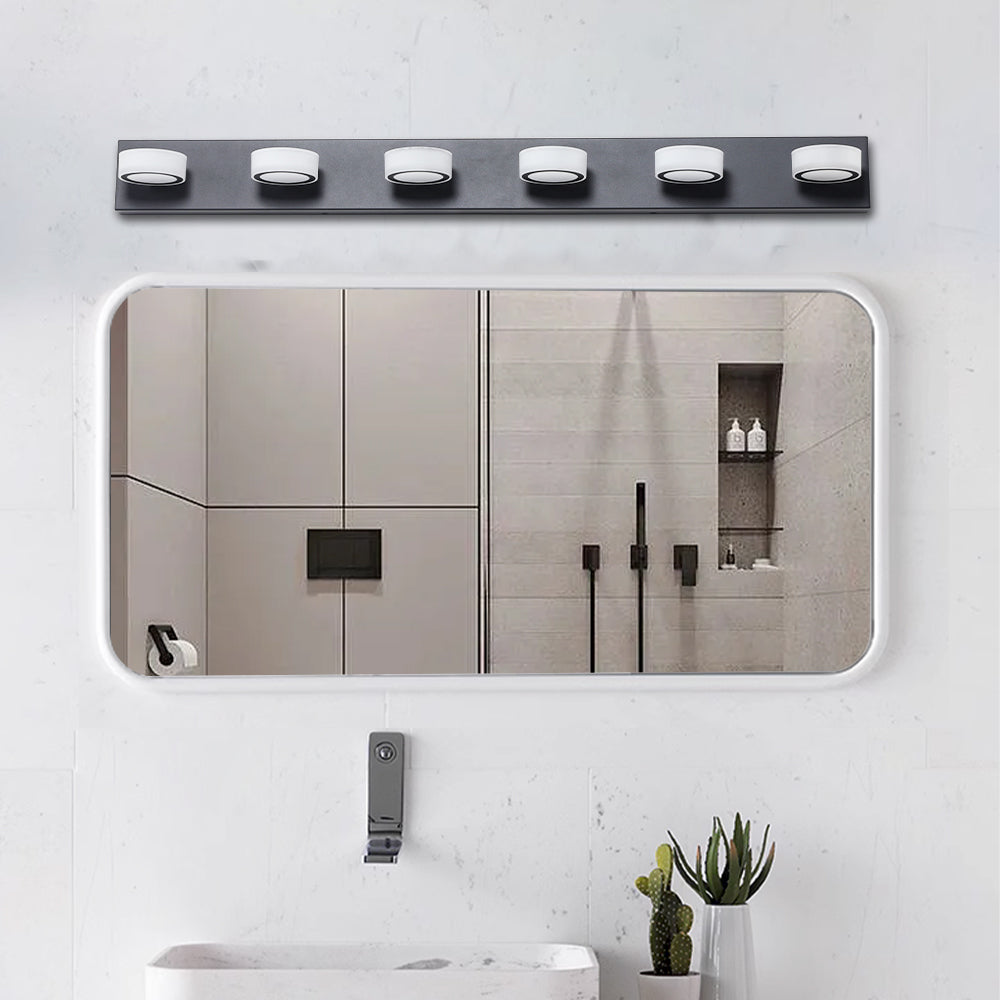 LED Modern Black 6-Light Vanity Lights Fixtures Over Mirror Bath Wall Lighting - Korvel