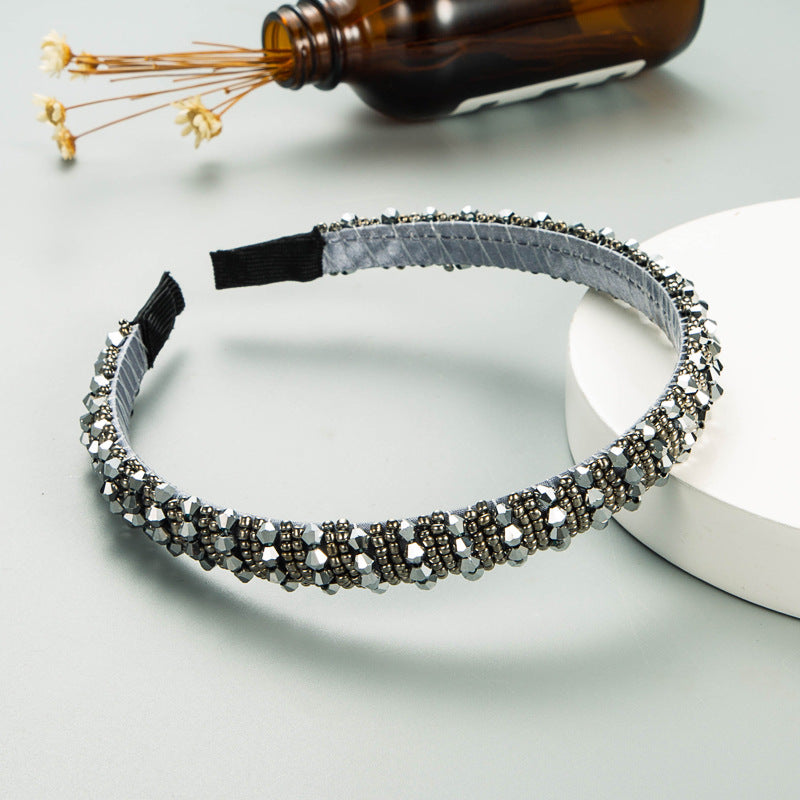 Washing Face Hair Band Thin Edge Handmade String Crystal Headband Fashion Hair Accessories Simple Hair Band - Korvel