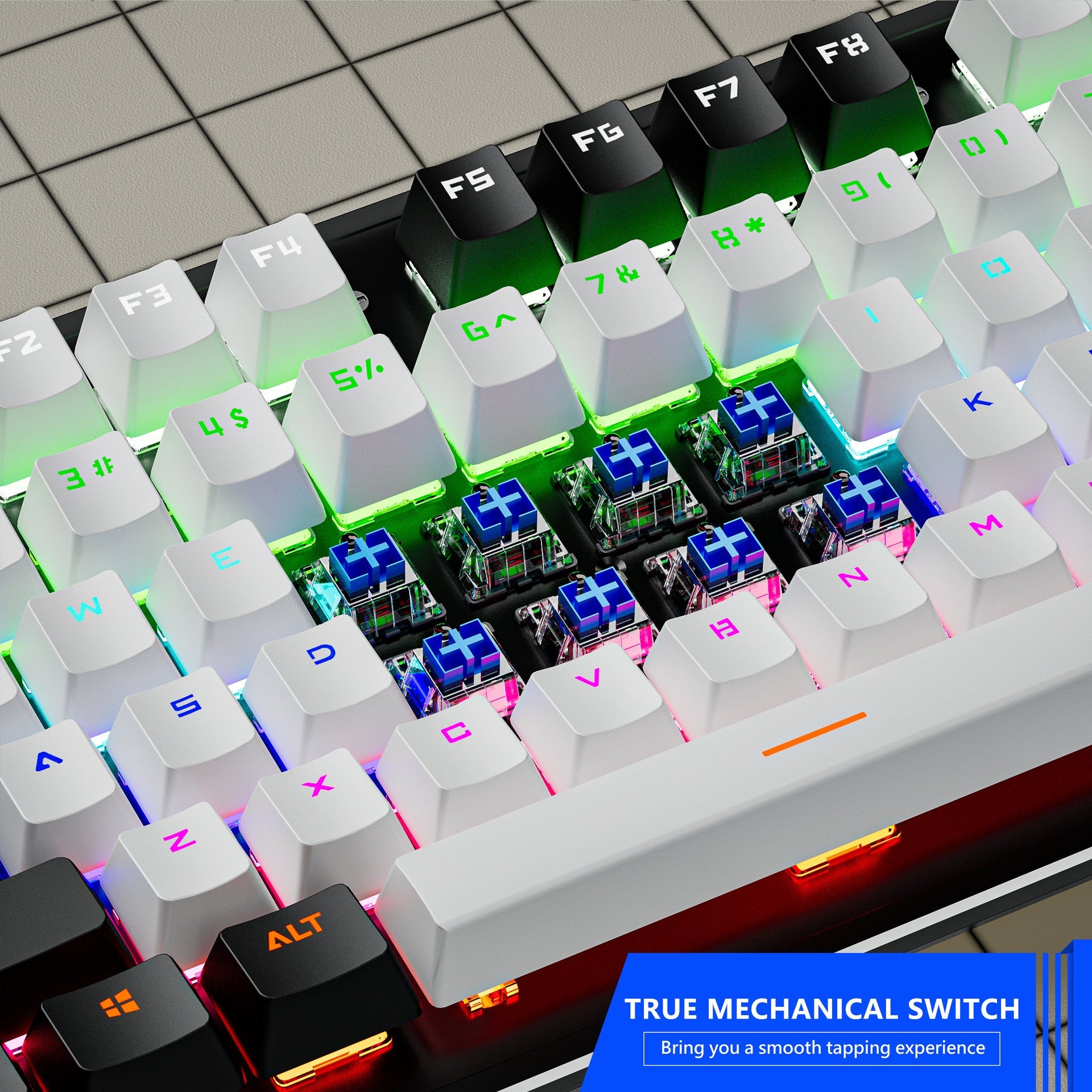 K880 wired mechanical keyboard customized hot swappable office computer 104 key e-sports game - Korvel