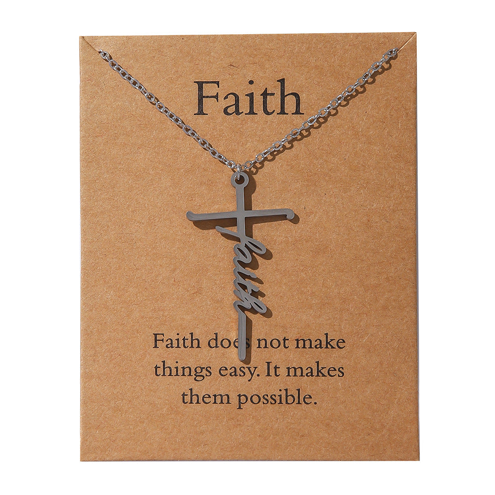 Faith Religious Gift Stainless Steel Cross Collarbone Chain Sweater Chain - Korvel
