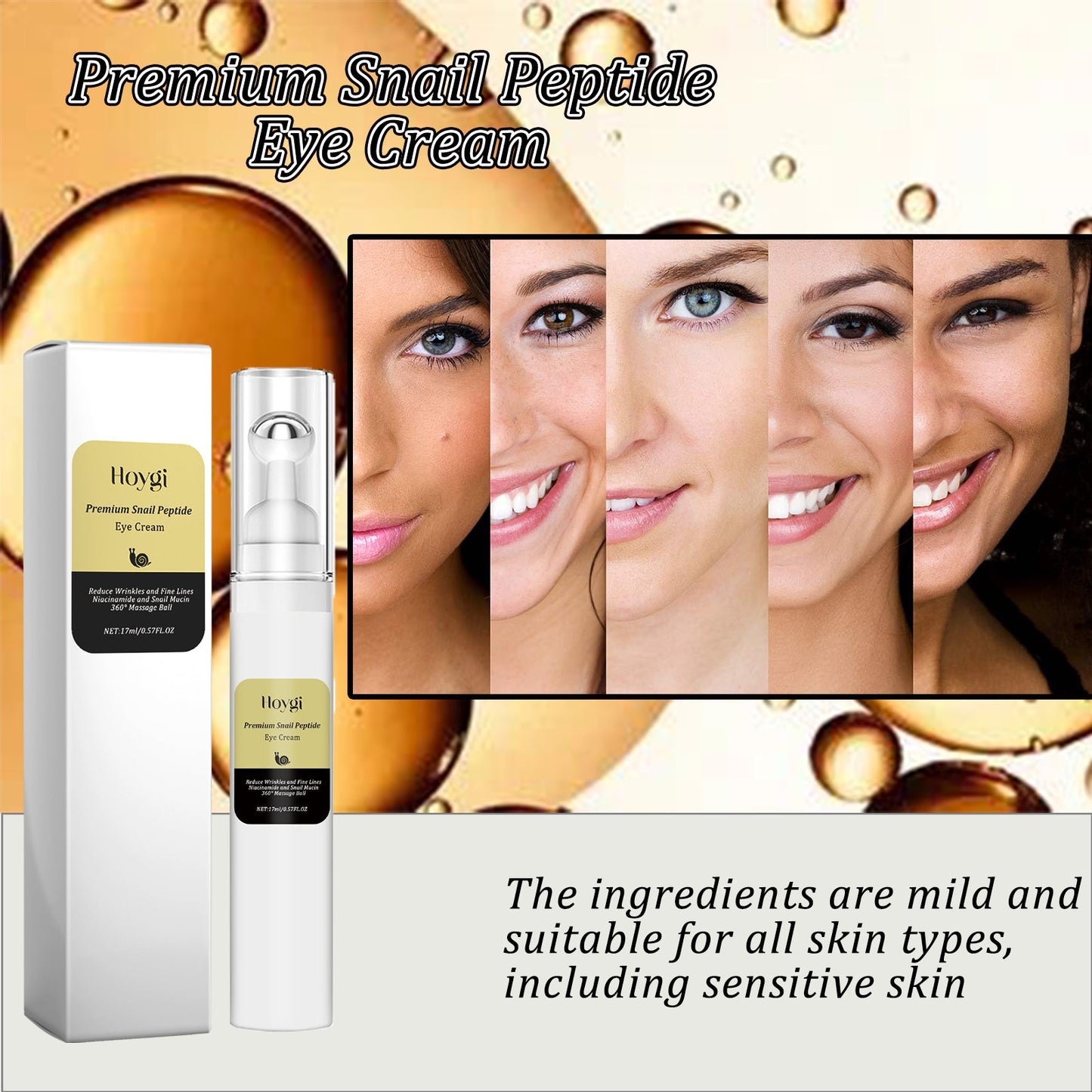 Crema de Ojos Premium con Péptidos de Caracol para la Hinchazón y Líneas Finas