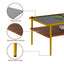 Rectangle Coffee Table with Gray Tempered Glass top and Golden Legs, Modern Table for Living Room - Korvel