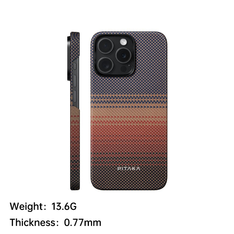 PITAKA is suitable for Apple 15promax magnetic sunset moonrise Kevlar floating aramid high-end magsafe carbon fiber mobile phone case - Korvel