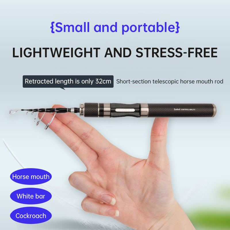 Portable Ultra-Short Carbon Fiber Telescopic Fishing Rod