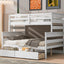 Wood Twin over Full Bunk Bed with 2 Drawers  White - Korvel