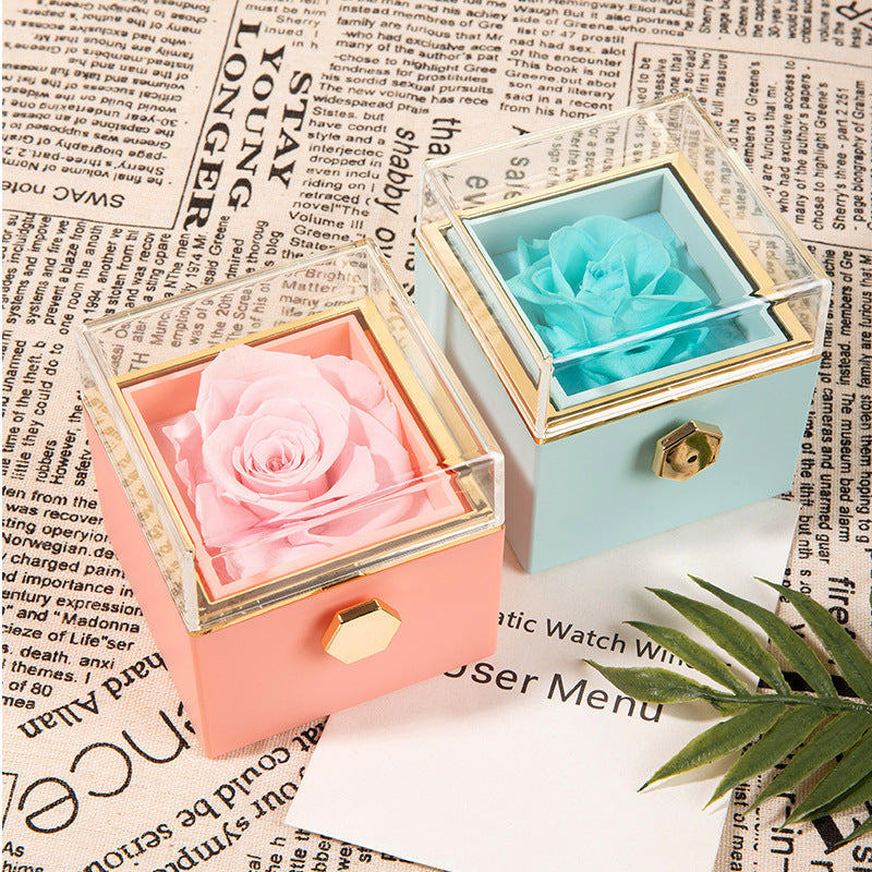 360° Flip Rose Gift Box Necklace Ring Gift Box for Women