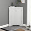 Elegante gabinete de almacenamiento triangular blanco con estantes ajustables