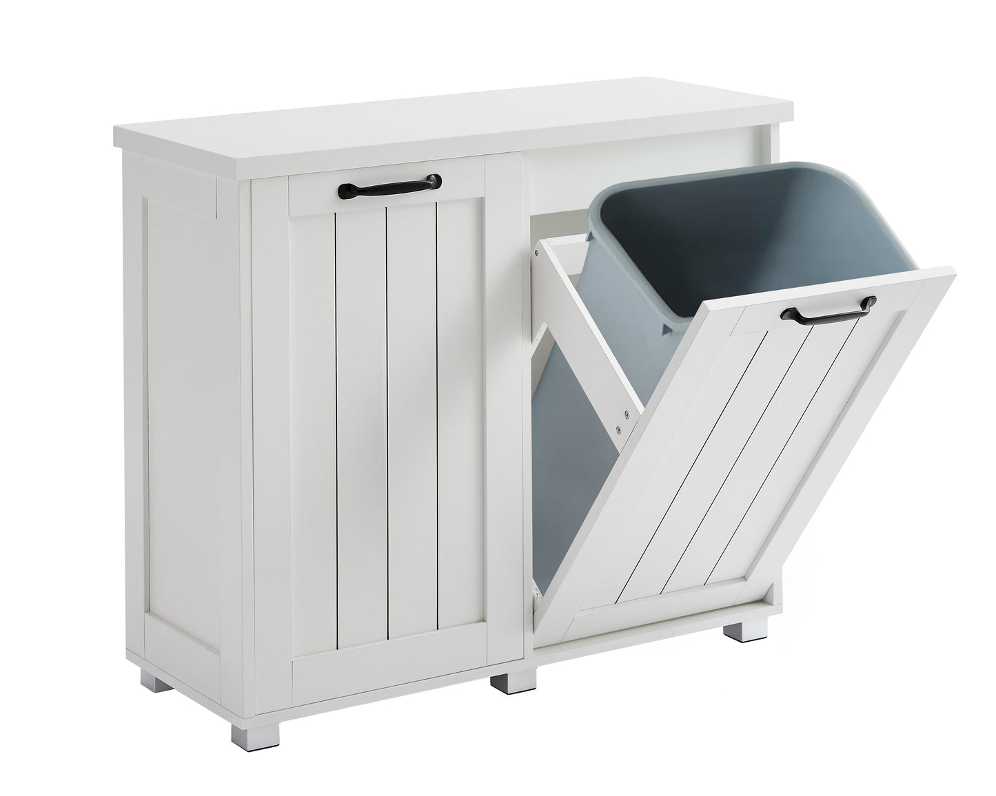 Armoire à déchets inclinable à deux compartiments - Blanc