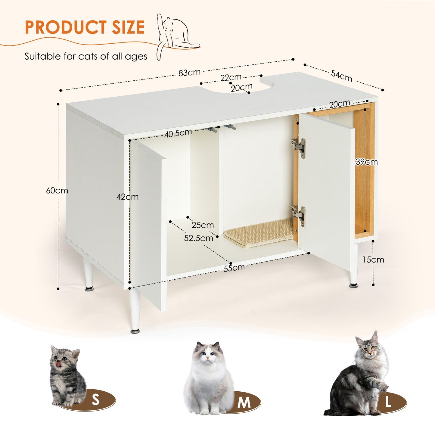 Armoire à Litière pour Chat Élégante avec Design Caché