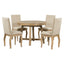 TREXM 5-Piece Farmhouse Dining Table Set Wood Round Extendable Dining Table and 4 Upholstered Dining Chairs (Natural Wood Wash) - Korvel