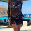 Fringe Cutout Long Sleeve Cover Up