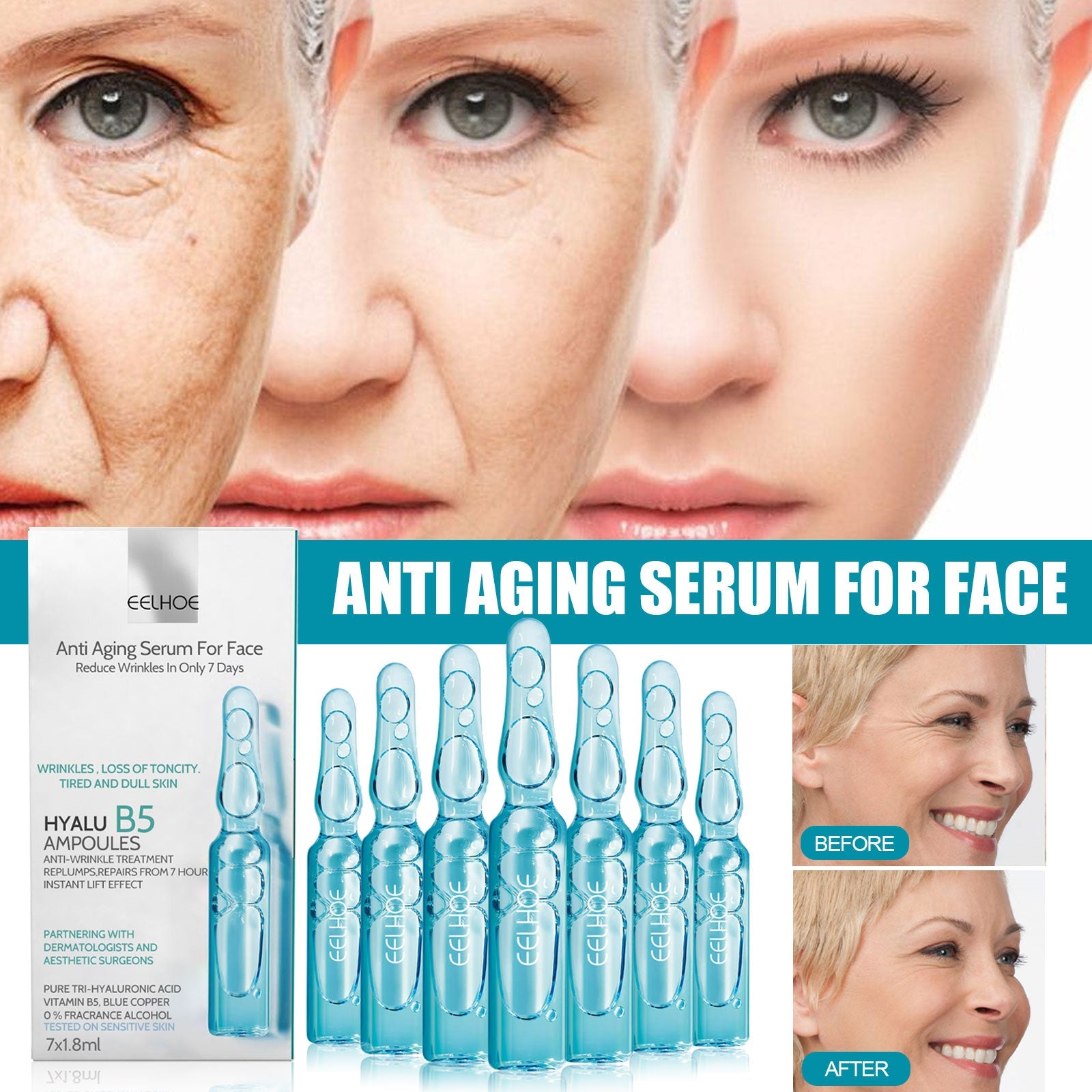 Anti-Wrinkle Ampere Essence, Skin Care Firming Anti-aging Lightening lines Essence - Korvel