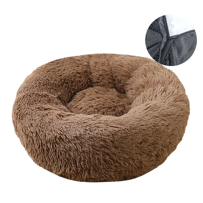Dog bed, removable and washable round plush pet bed, cat bed, warm pet supplies, dog bed, pet bed, pet mat - Korvel