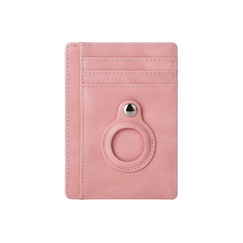 AirTag multi-card slot Apple tracker anti-lost protective cover card bag anti-theft brush Crazy Horse PU leather RFID bag - Korvel