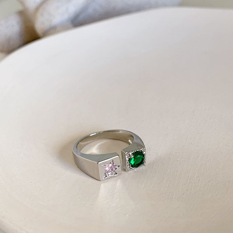 Anillo de Diamante de Circonita de Color Dopamina Love para Mujeres