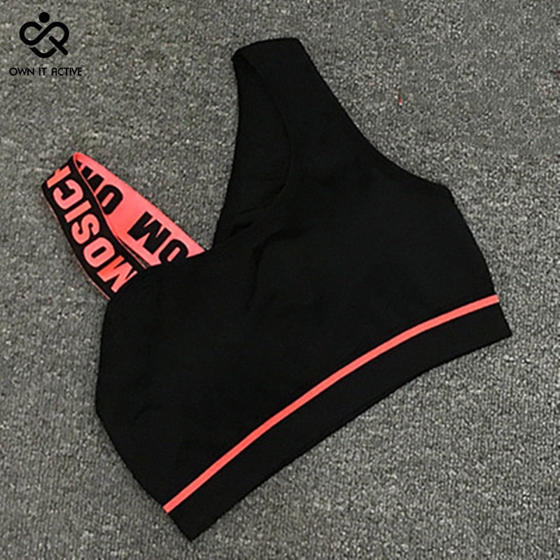 New Letter Cut Out Sports Bra Women Fitness Yoga Push up  Gym Padded Sports Top Athletic Sexy  Workout Running Clothing P165 - Korvel