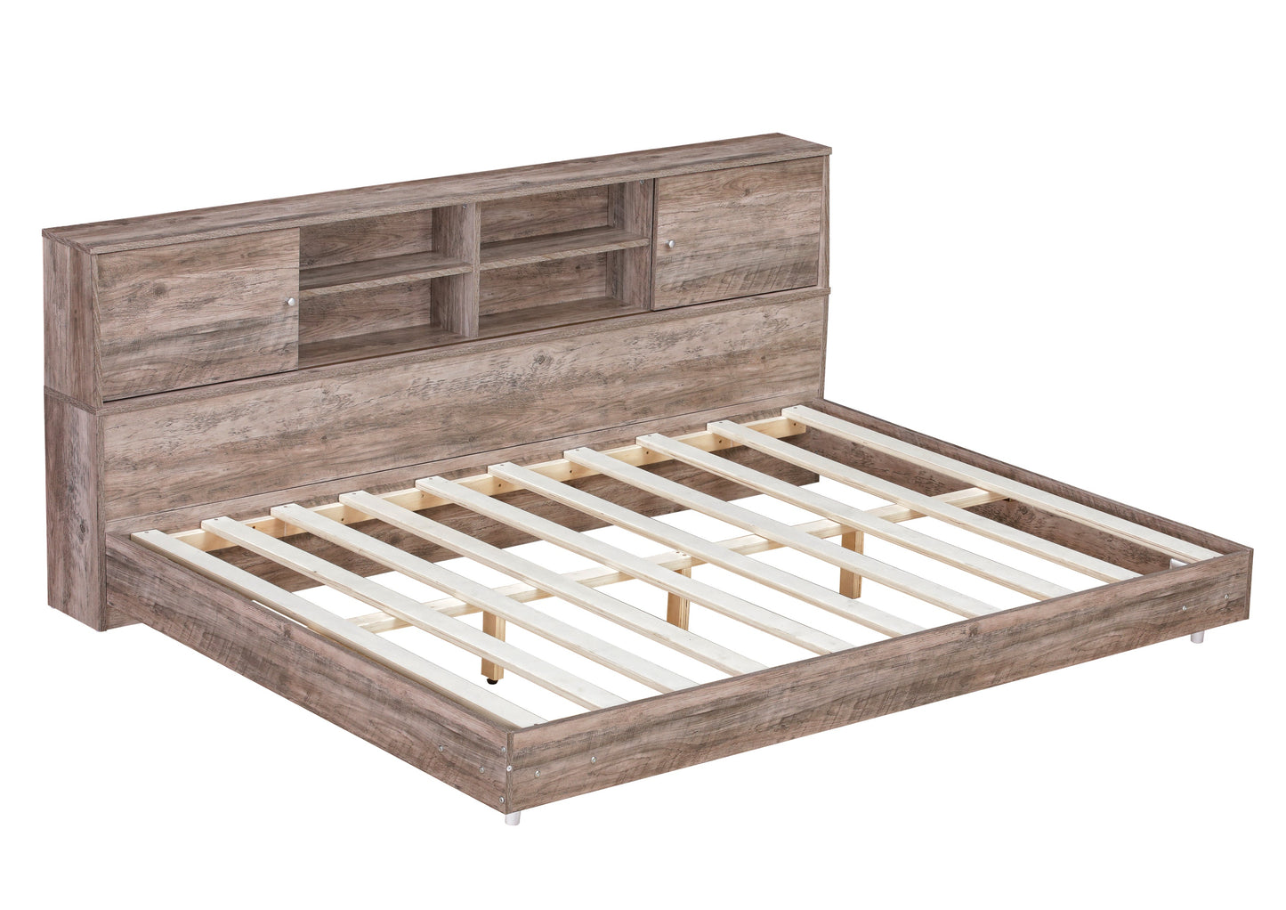 Full Size Daybed Frame with Storage Bookcases Wood Light Oak - Korvel