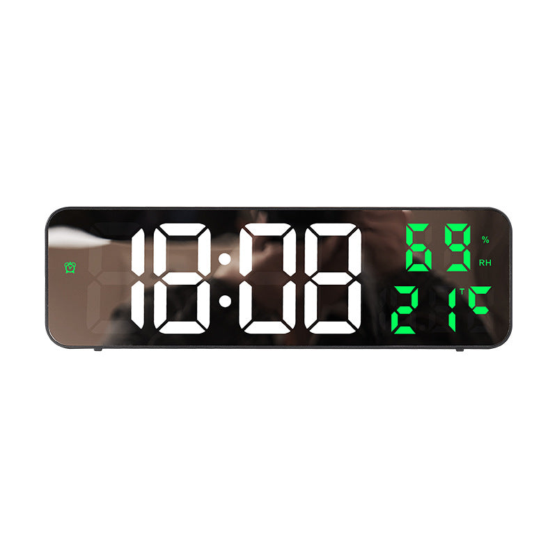 9-Inch Digital Wall Clock: Temp/Humid, Night Mode, Snooze, 12/24H, USB Plug-in LED Alarm Clock - Korvel