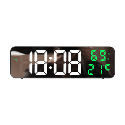 9-Inch Digital Wall Clock: Temp/Humid, Night Mode, Snooze, 12/24H, USB Plug-in LED Alarm Clock - Korvel