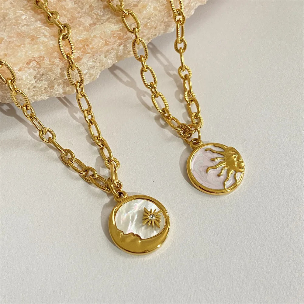 Titanium Steel Sun & Moon Necklace - Korvel